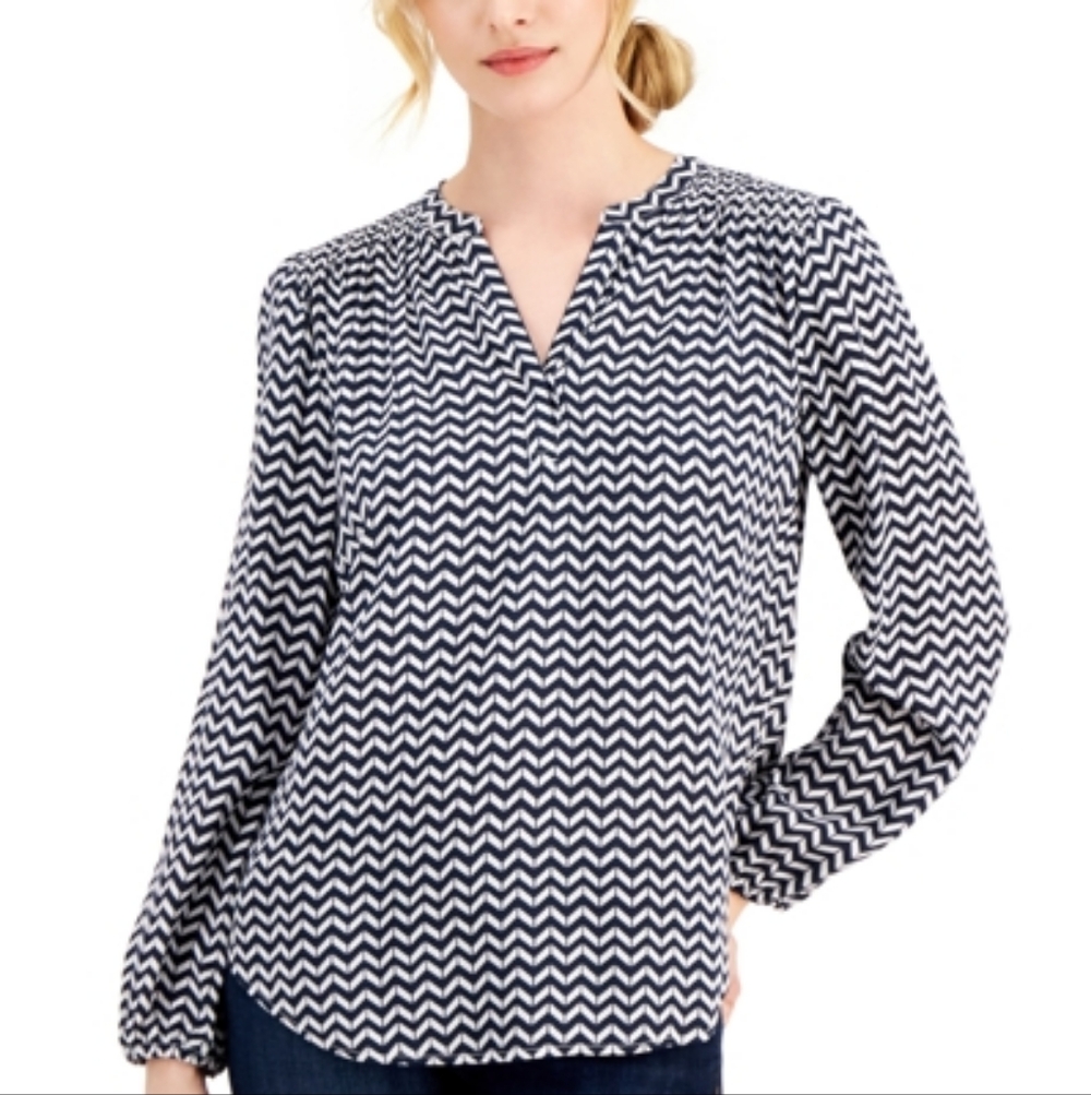 Tommy Hilfiger Chevron Blouse Size Large